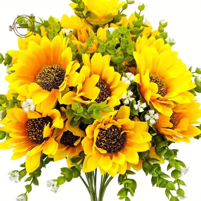 Artificial Sunflower Bouquet with Stem | Fake Flower Home Decor Artificial Flower Bouquet Axl