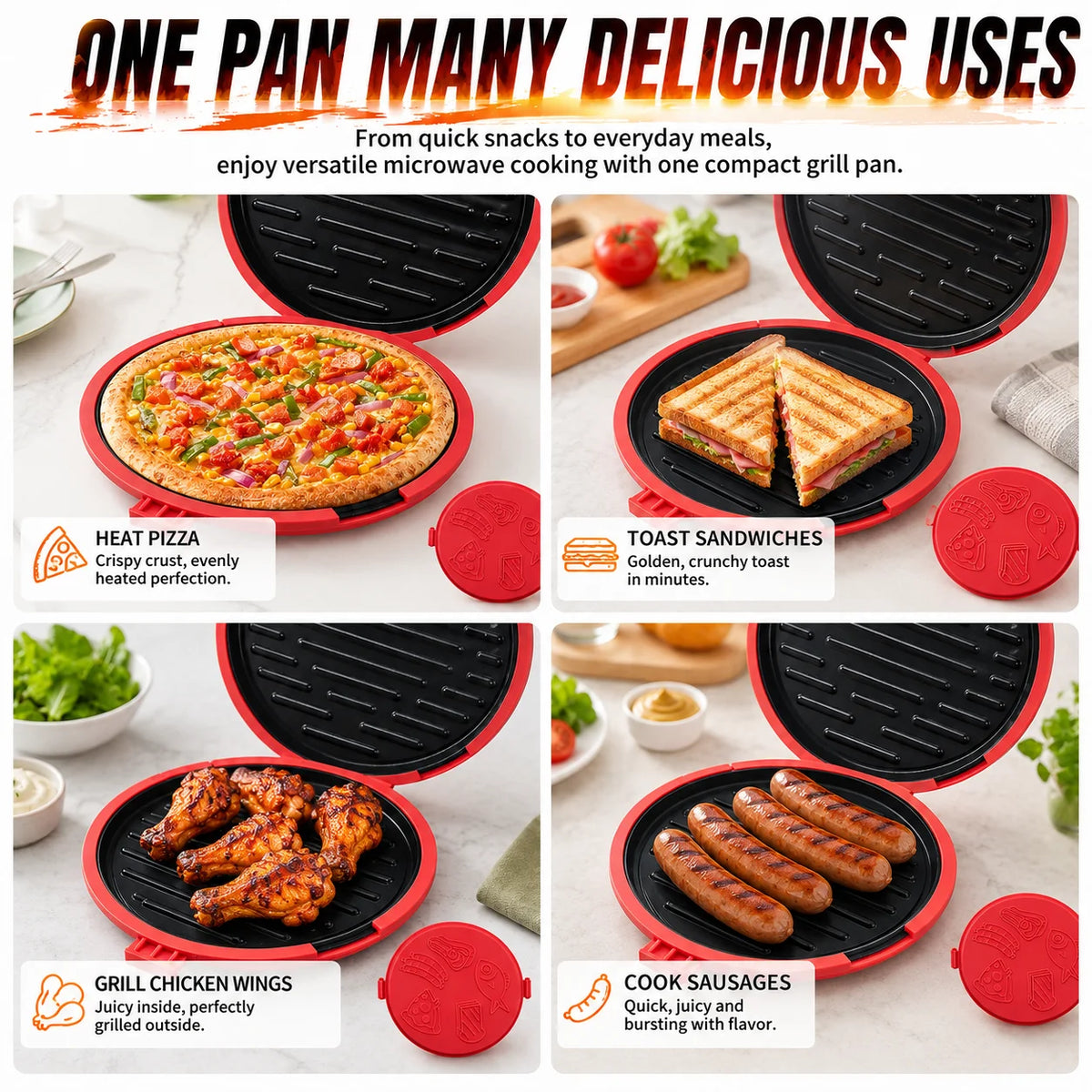 Microwave Grill Pan with Lid – Non-Stick Round Crisper Plate Microwave Grill Pan Axl