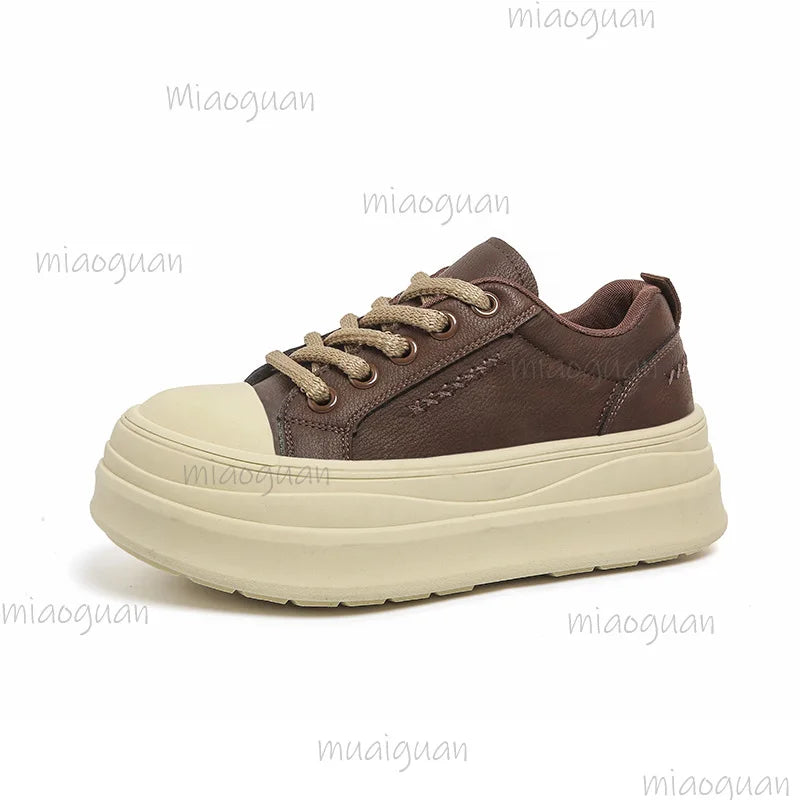 Women's 6CM Platform Chunky Sneakers – Lace-Up Non-Slip Platform Sneakers Axl