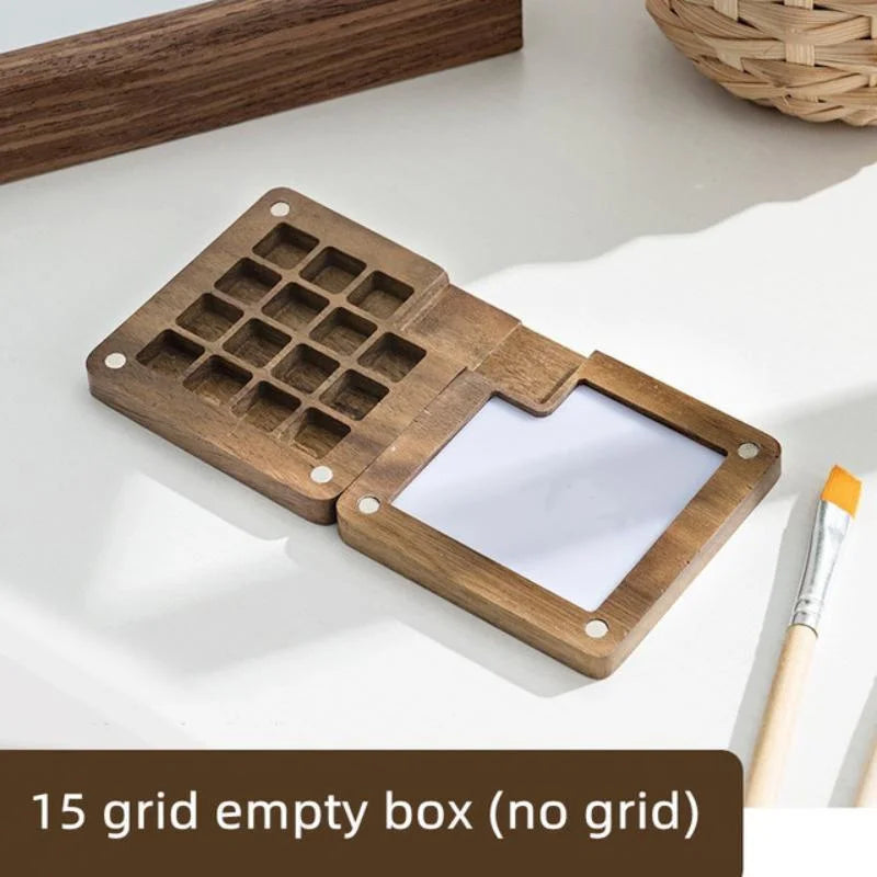 Handmade Wooden Watercolor Palette Box – Magnetic Travel Case Watercolor Palette Box Axl Chocolate