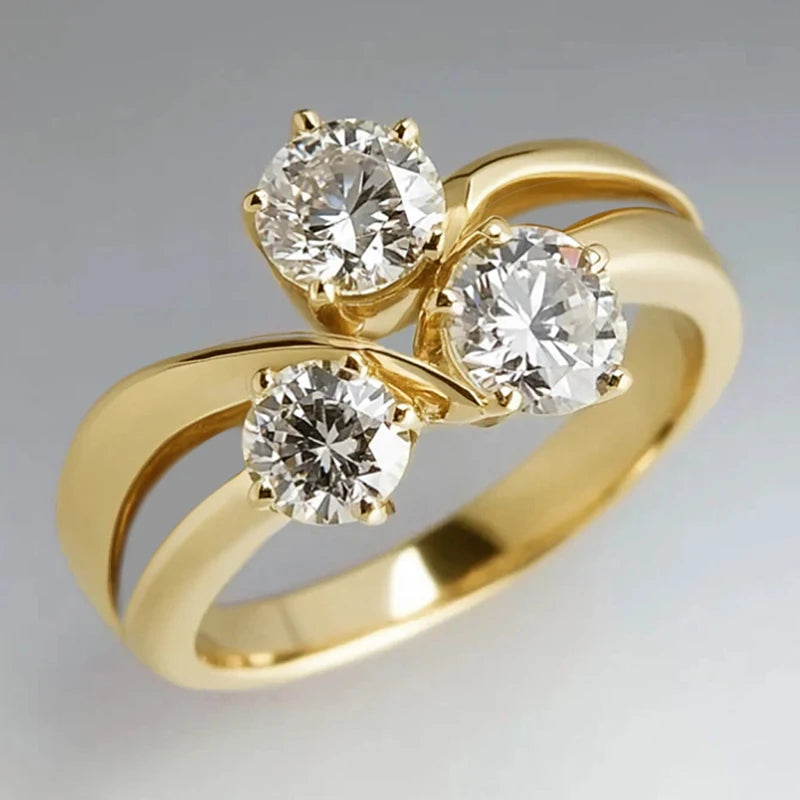 Huitan Triple CZ Ring for Women – Wedding & Engagement Jewelry CZ Fashion Ring Axl A422 6