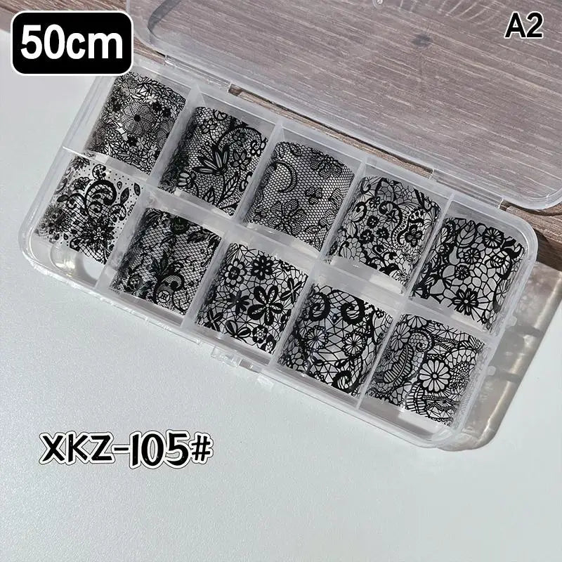 Lace Flower Nail Transfer Foils & Stickers – DIY Nail Art Nail Art Stickers Axl A2