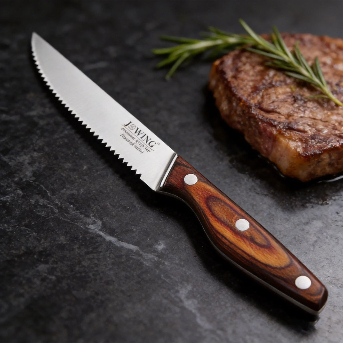 Serrated Steak Knife Set – Wood Handle, 2/4/6/8 Piece Steak Knife Set Axl