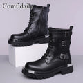 Men's Punk High Top Motorcycle Boots – Buckle & Side Zipper Motorcycle Boots Axl black 47