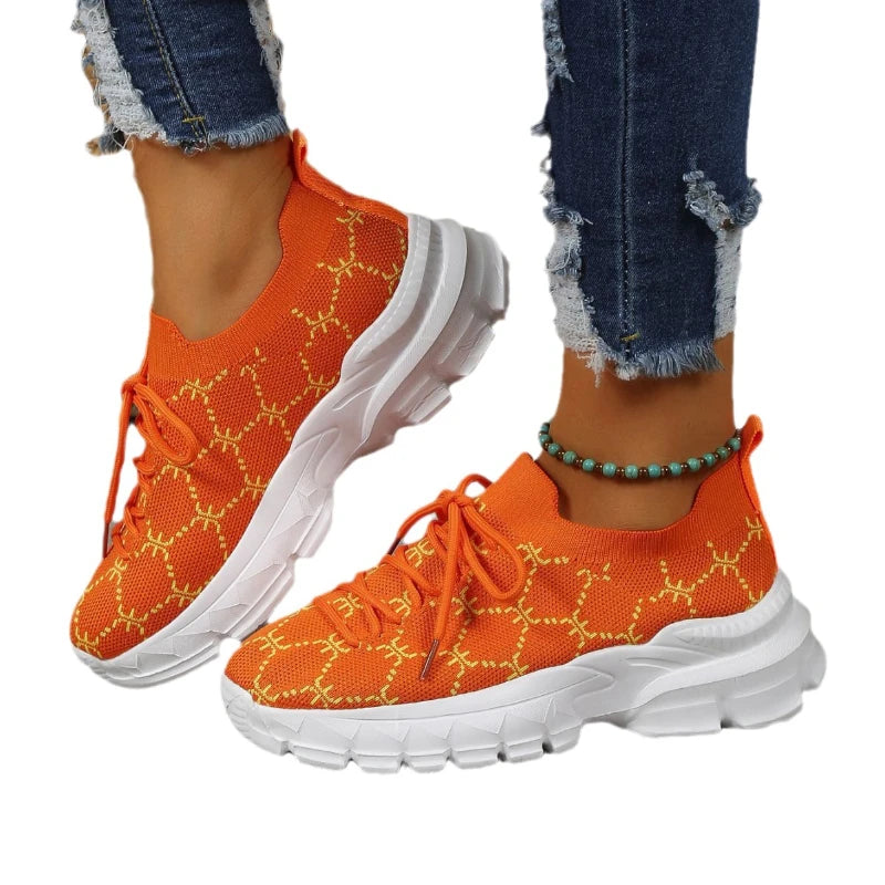 YBQJOO Women's Canvas Flat Shoes – Lace-Up Breathable Casual Women's Canvas Flats Axl Orange color 41