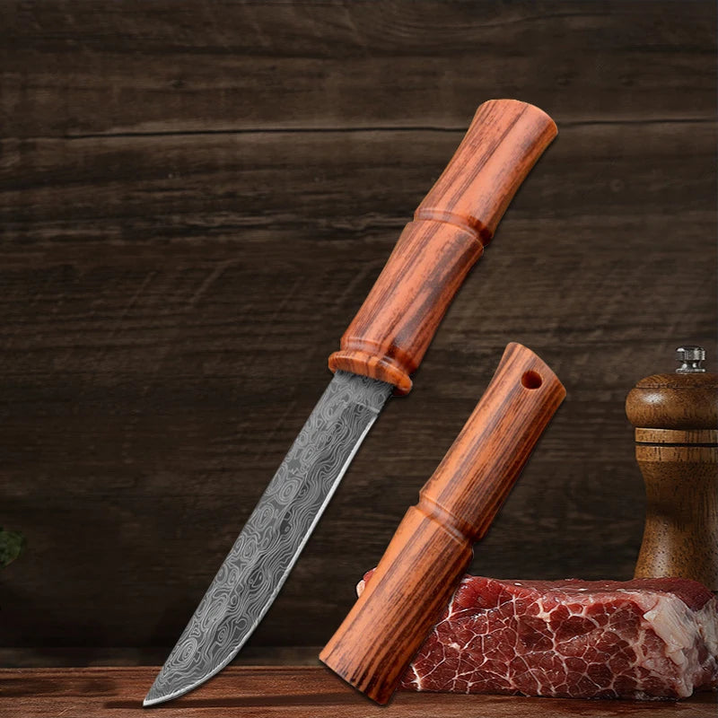 Damascus Pattern Utility Knife – Stainless Steel Paring Knife Utility Kitchen Knife Axl