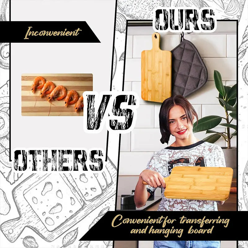 Bamboo Cutting Board with Handle – Large Wooden Serving Board Bamboo Cutting Board Axl