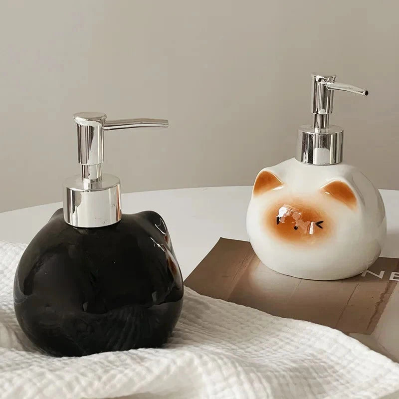 Ceramic Cat Soap Dispenser – Cute Press Pump Bottle Soap Dispenser Axl
