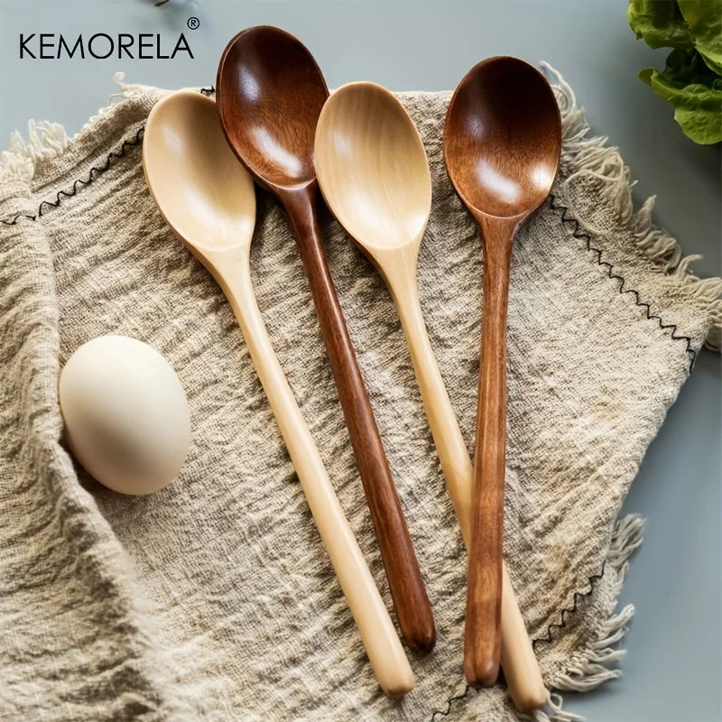 4-Piece Korean Style Natural Wood Spoon Set | Kitchen Tableware Wood Kitchen Spoons Axl