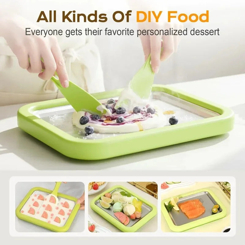 Rolled Ice Cream Maker Pan with 2 Scrapers | DIY Dessert Tray Ice Cream Maker Pan Axl