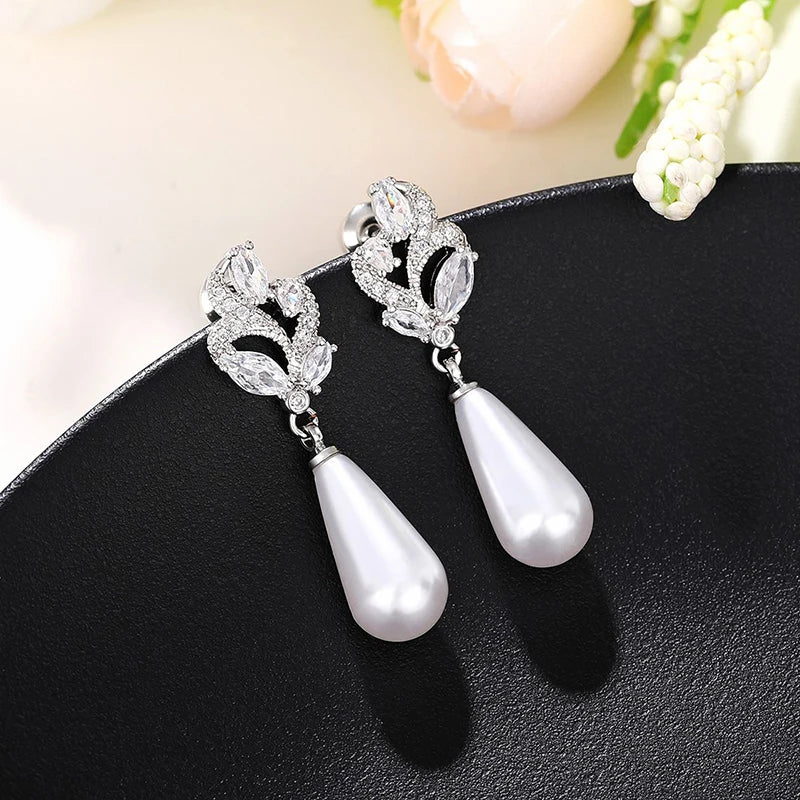 Huitan Waterdrop Pearl Drop Earrings – Wedding Party Jewelry Pearl Drop Earrings Axl