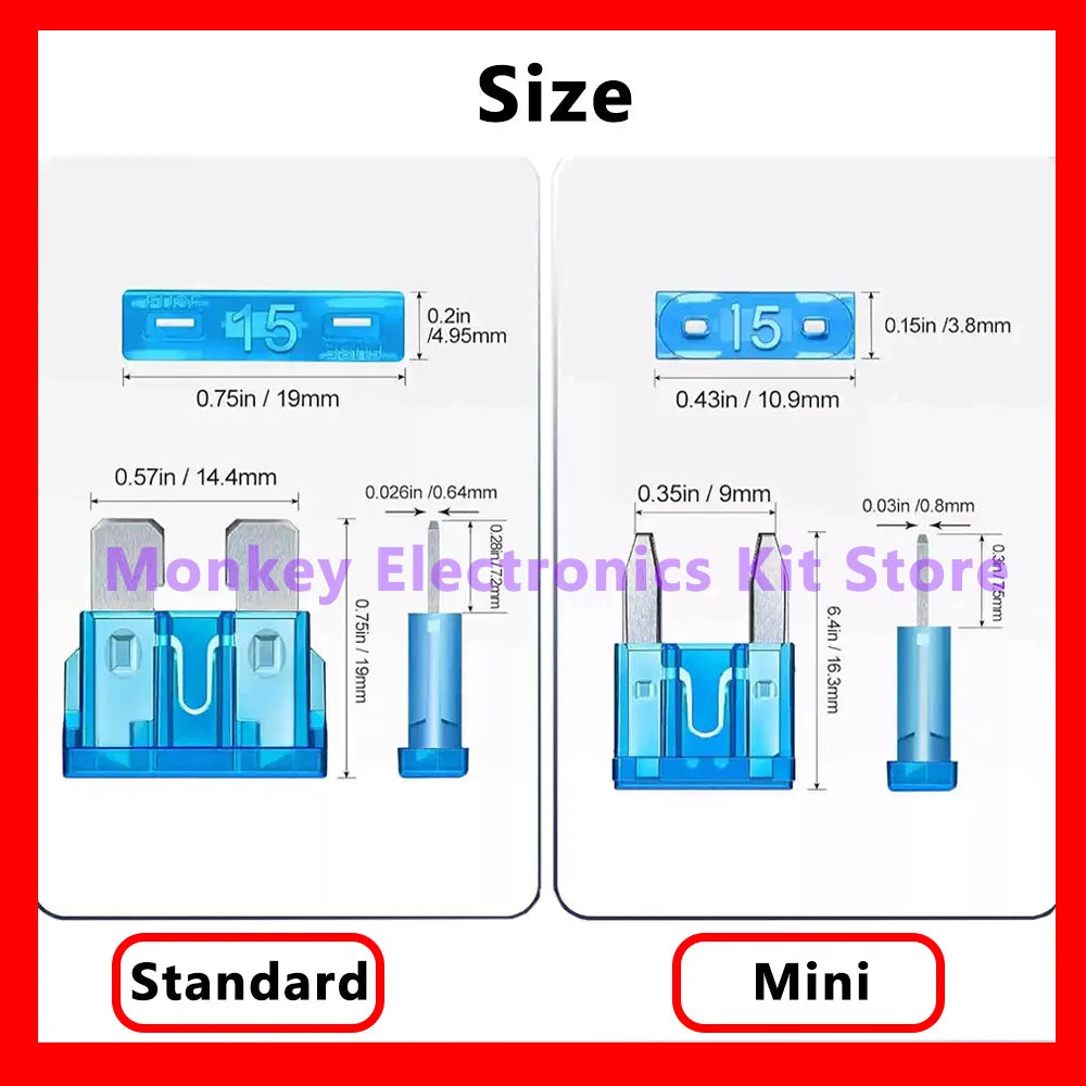 180-Piece Car Fuse Assortment Kit | Mini, Standard & Micro Automotive Fuse Kit Axl