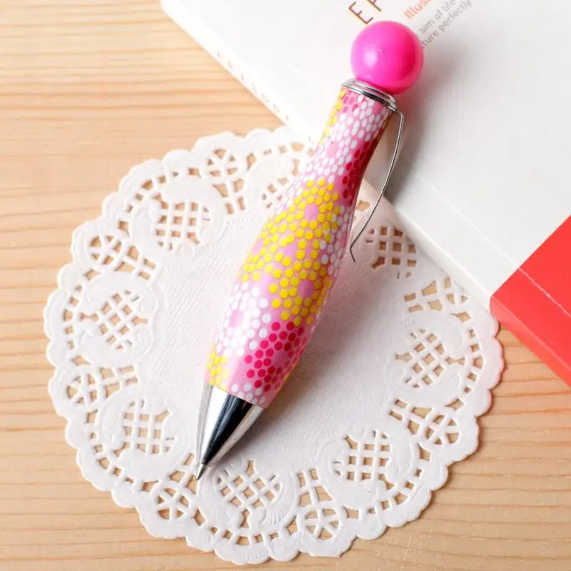 Mini Boho Bowling Shape Ballpoint Pen – Dot Flower Print Novelty Ballpoint Pen Axl A5