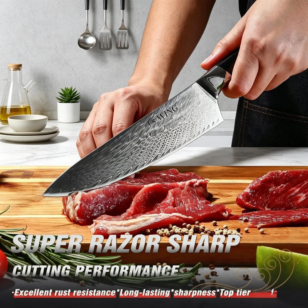 67-Layer Damascus Santoku Knife – Japanese Chef Knife Gift Box Damascus Chef Knife Axl