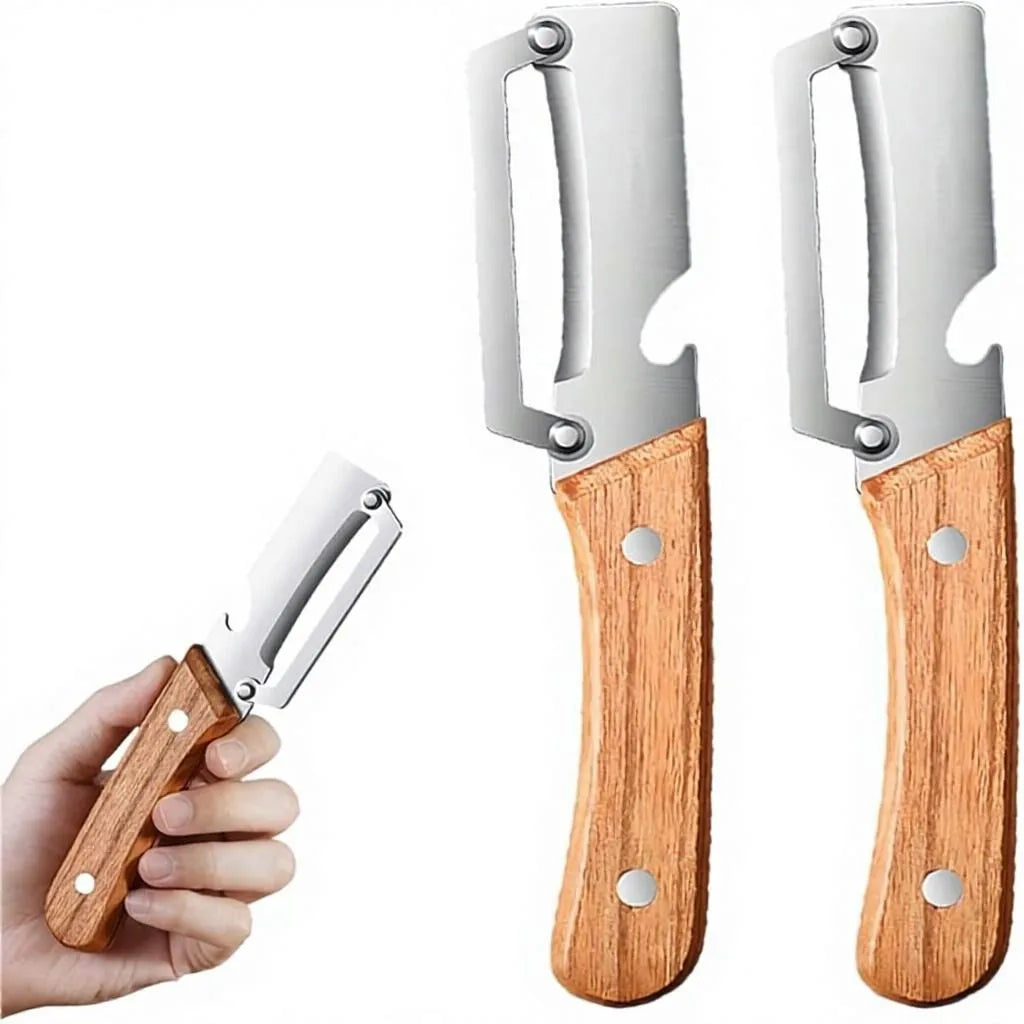 Stainless Steel Fruit & Vegetable Peeler – Oak Wood Handle Vegetable Peeler Axl