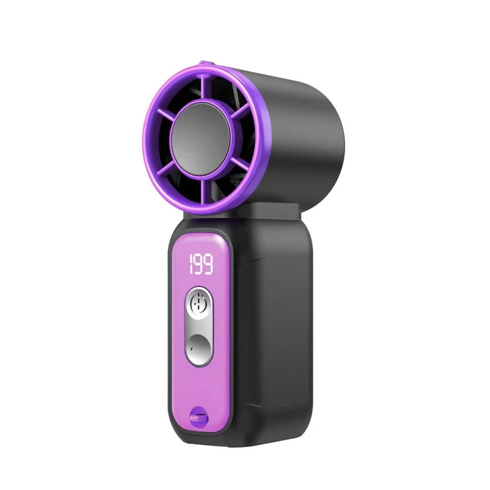 USB Rechargeable Mini Handheld Fan – Digital Display Turbo Portable Handheld Fan Axl Black Style A