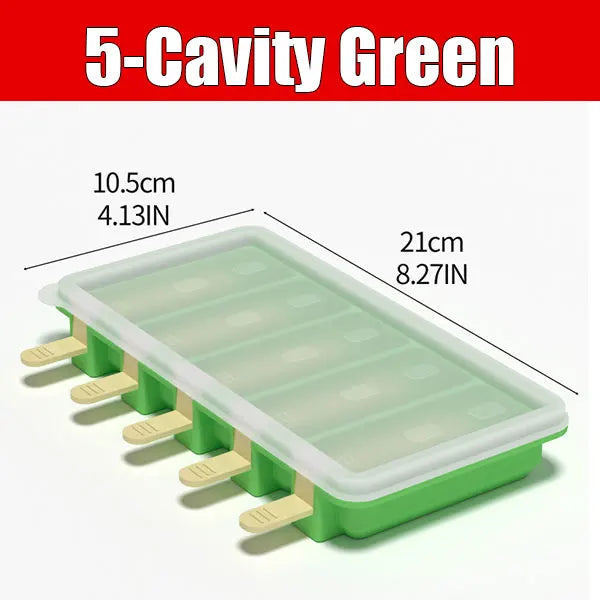 12-Cavity Silicone Popsicle Molds Set with 50 Sticks | Ice Pop Maker Ice Pop Mold Set Axl 5-Cavity Green