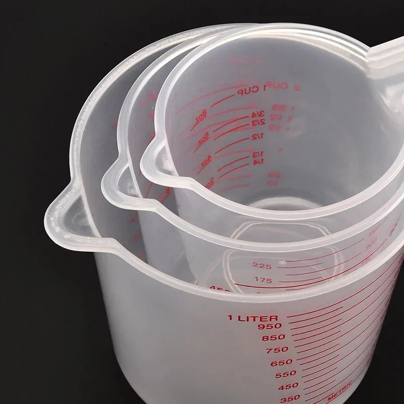 3-Piece Plastic Measuring Cup Set – 250ml, 500ml & 1000ml Measuring Cup Set Axl