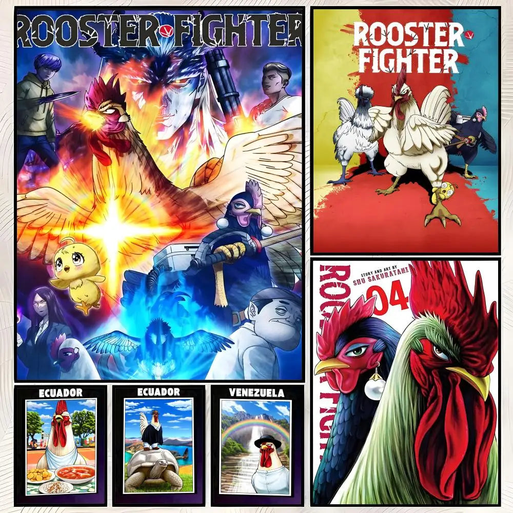 Anime Rooster Fighter HD PVC Self-Stick Wall Art Poster Wall Art Poster Axl