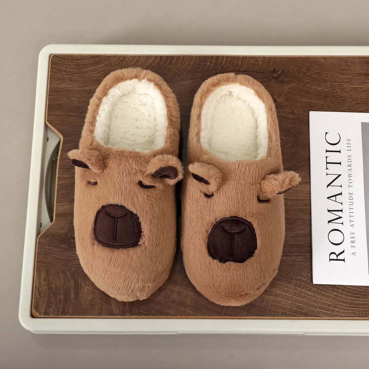 Brown Plush Animal Slippers – Soft Non-Slip Indoor House Shoes Indoor Slippers Axl