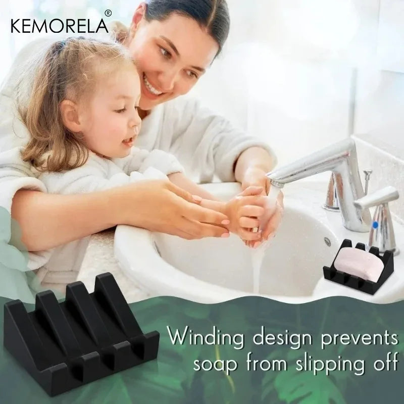 KEMORELA 2-Pack Silicone Self-Draining Soap Dish Tray Set Soap Dish Tray Axl