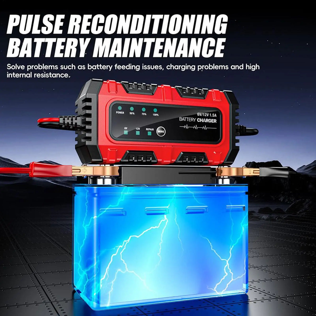 6V 12V Smart Battery Charger & Trickle Maintainer | Car & Motorcycle Battery Charger Maintainer Axl