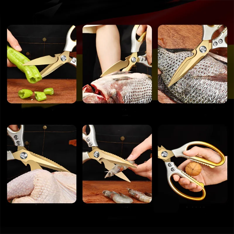 PLYS Gradient Gold Kitchen Scissors – Heavy-Duty Poultry Shears Kitchen Scissors Axl