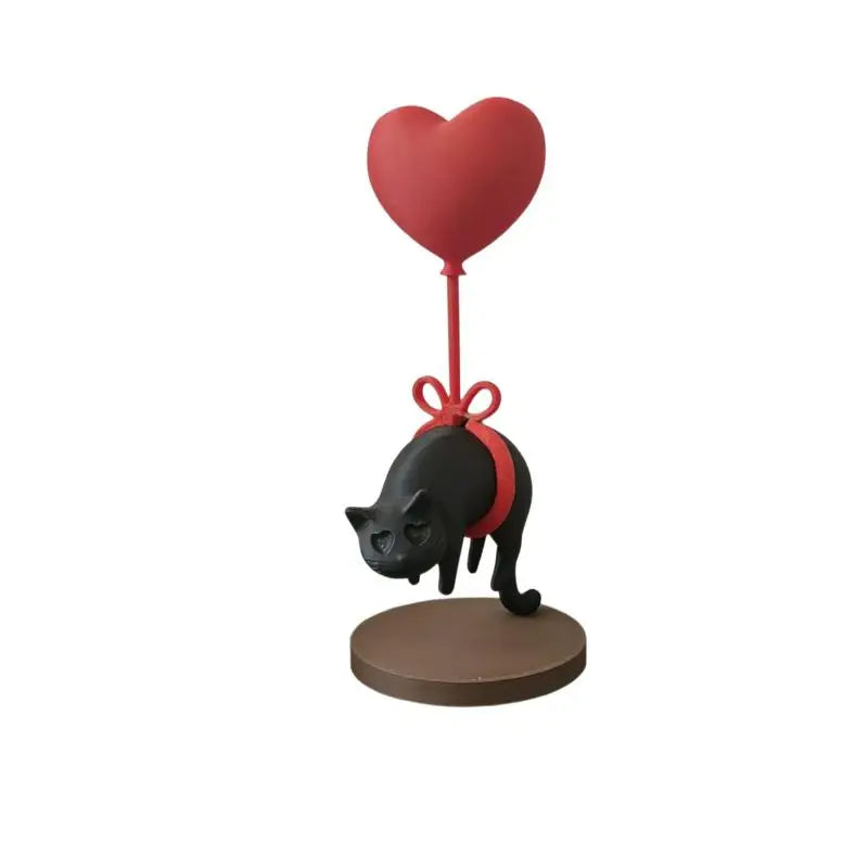 3D Printed Cat & Heart Balloon Ornament | Desk & Shelf Decor Decorative Figurine Axl