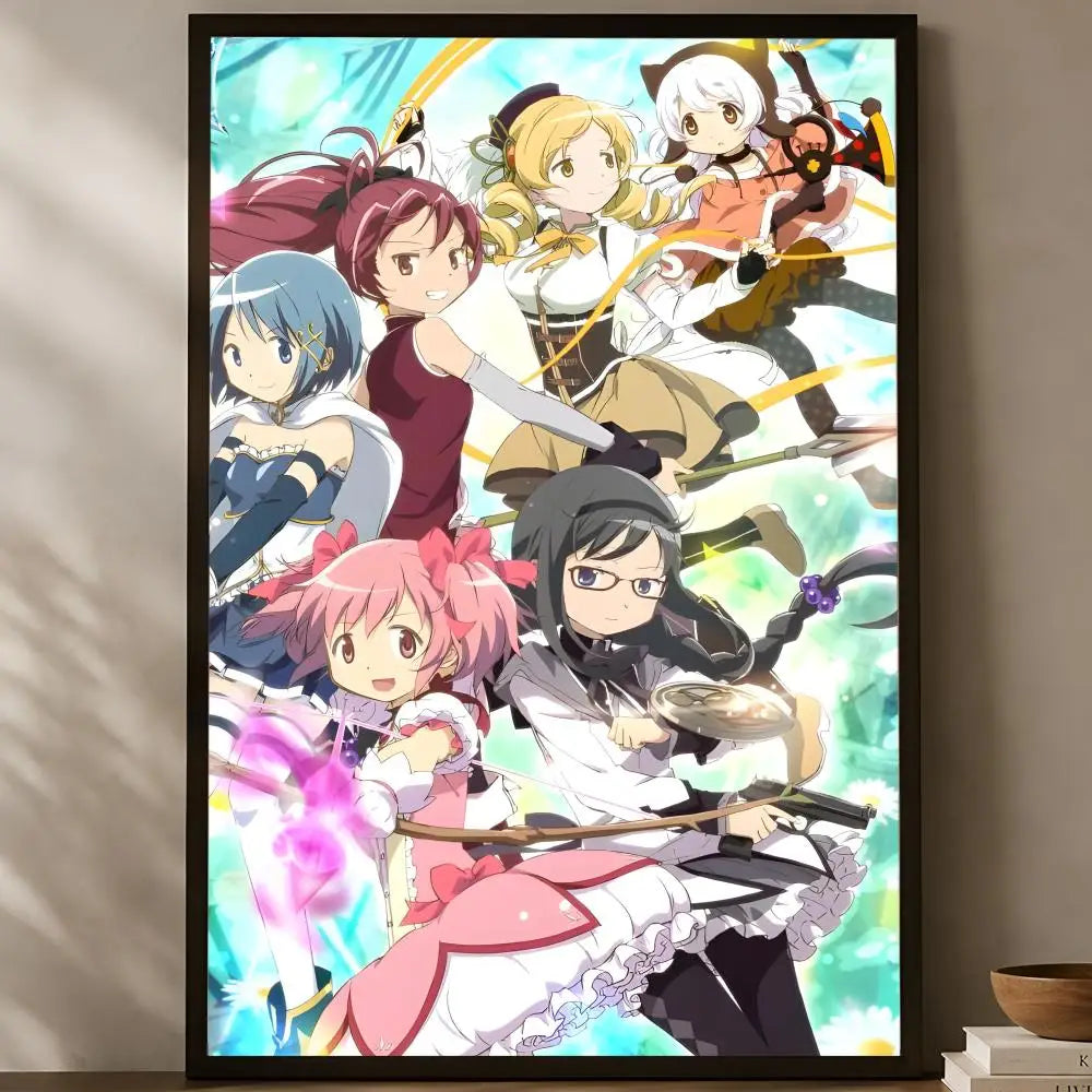 Puella Magi Madoka Magica Self-Stick HD Wall Art Poster Anime Wall Poster Axl White22 50X70cmNoframe