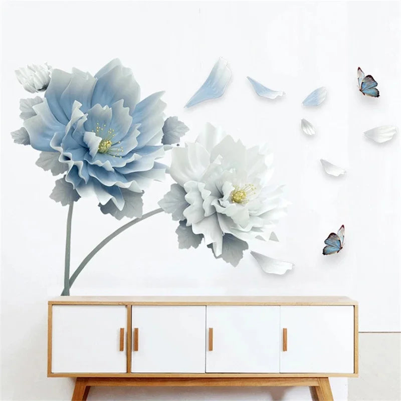 3D Lotus Butterfly Removable Wall Stickers – Large Floral Decal Wall Decal Sticker Axl