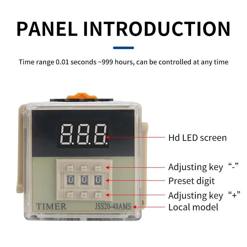 JSS20-48 Programmable Digital Time Relay DC24V AC220V LED Digital Time Relay Axl