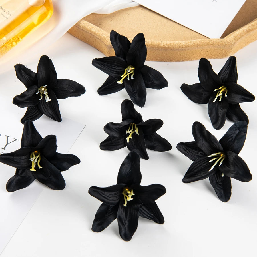 Silk Lily Artificial Flowers 10/20 Pcs – Wedding & Home Decor Artificial Silk Flowers Axl black 10 pcs