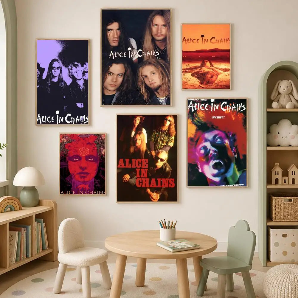 Alice in Chains Wall Poster – Self-Stick HD Waterproof Art Music Wall Poster Axl