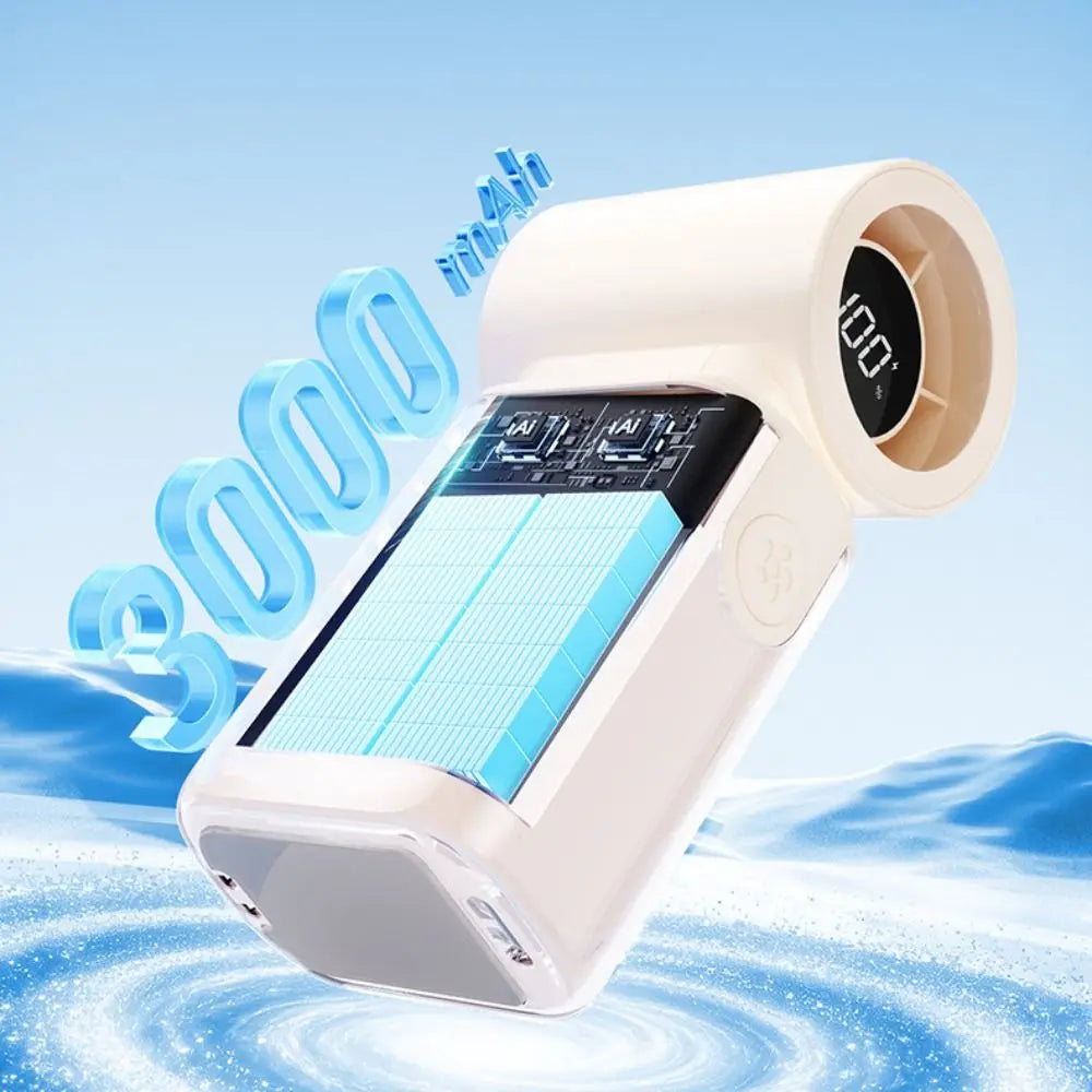 Mini Handheld Fan 3000mAh USB Rechargeable 5-Speed LED Display Handheld Personal Fan Axl