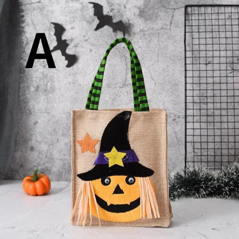 Halloween Candy Bag – Pumpkin Ghost Trick or Treat Linen Tote Halloween Candy Bag Axl Other 26x15cm Pumpkin