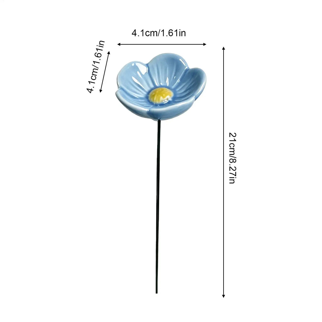 Ceramic Flower Bee Watering Station Garden Stake | Bird Bath Garden Stake Bath Axl