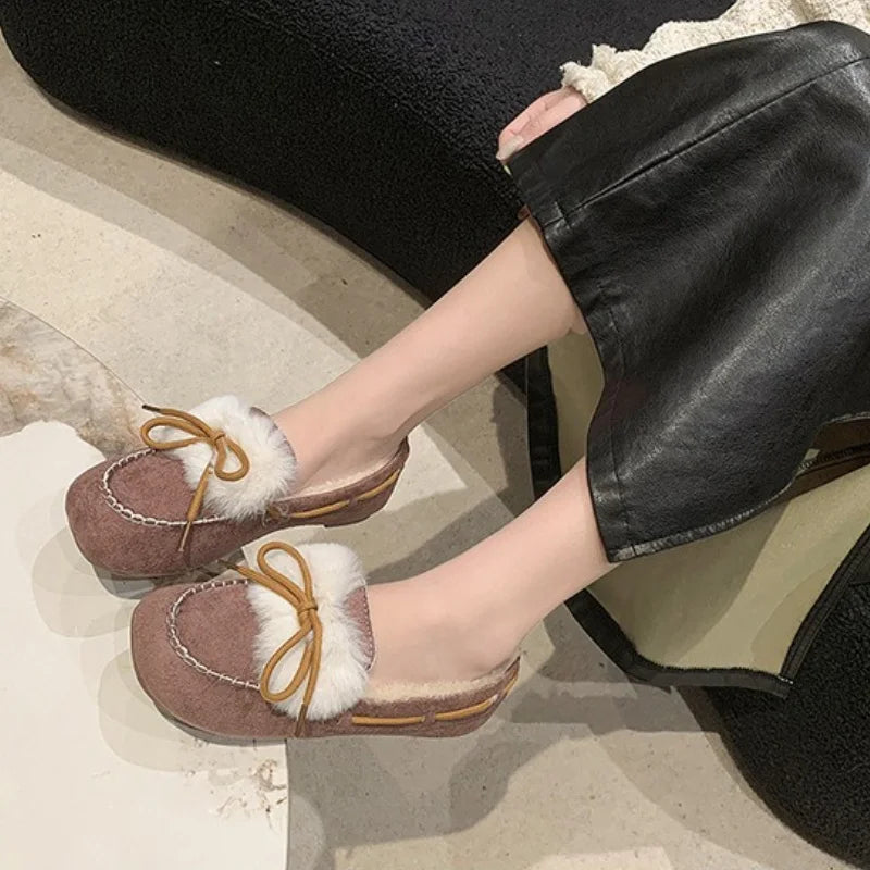 Women's Winter Plush Flat Loafers – Warm Flannel Casual Shoes Women's Flat Loafers Axl