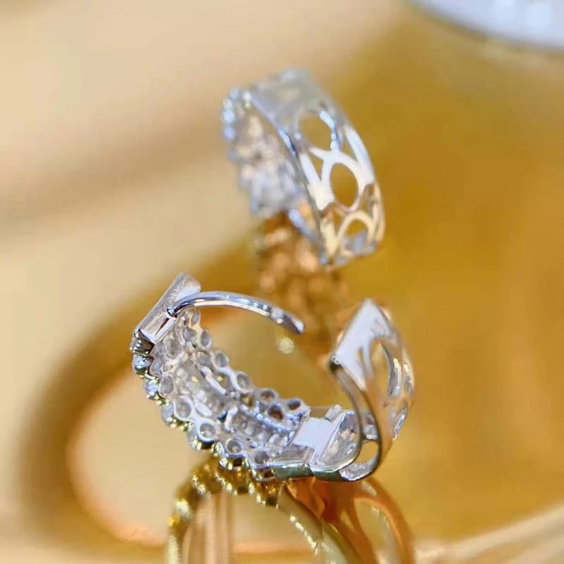Huitan Silver CZ Crystal Hoop Earrings – Women's Statement Jewelry Hoop Earrings Axl