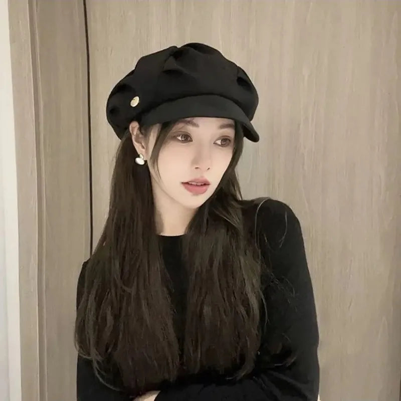 Layered Octagonal Newsboy Hat – Breathable Pleated Beret Unisex Newsboy Beret Hat Axl