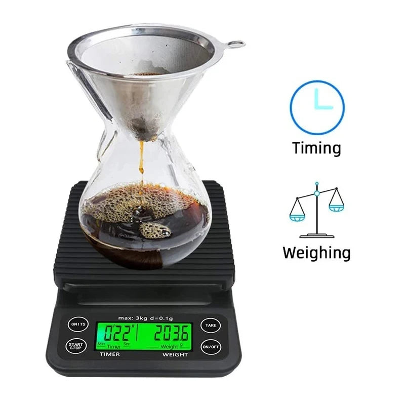 Precision Digital Coffee Scale 3kg with Timer & LCD Display Digital Kitchen Scale Axl