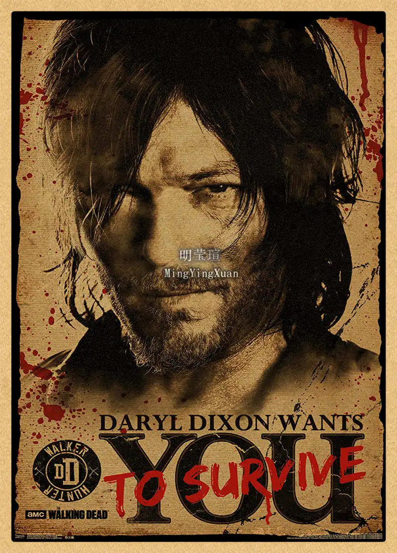 Walking Dead Vintage Kraft Paper Poster | Retro Wall Art Decor Wall Art Poster Axl 11 30x20cm