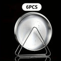 6-Piece Stainless Steel Camping Plate Set with Storage Rack Camping Plate Set Axl Silvery