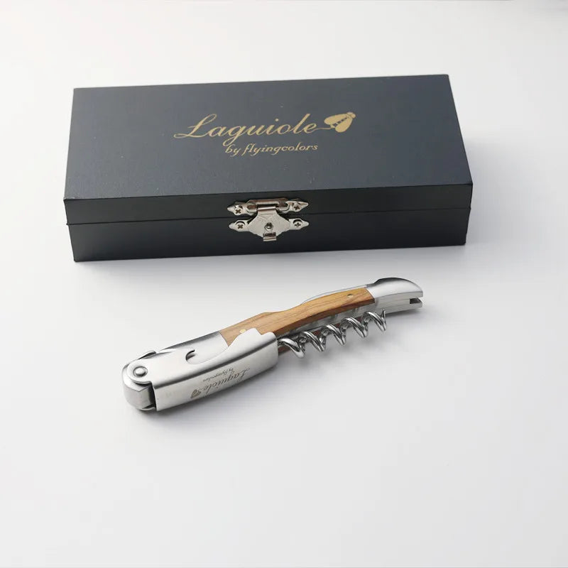 Laguiole Wine Corkscrew – Olive Wood Handle Bottle Opener Wine Corkscrew Axl