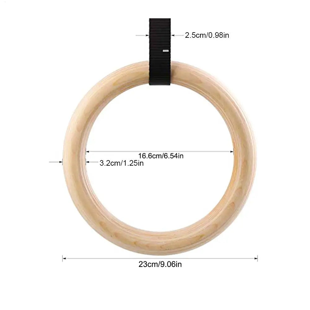 Birch Wood Pull Up Gymnastics Rings – Non-Slip Grip Training Gymnastics Training Rings Axl