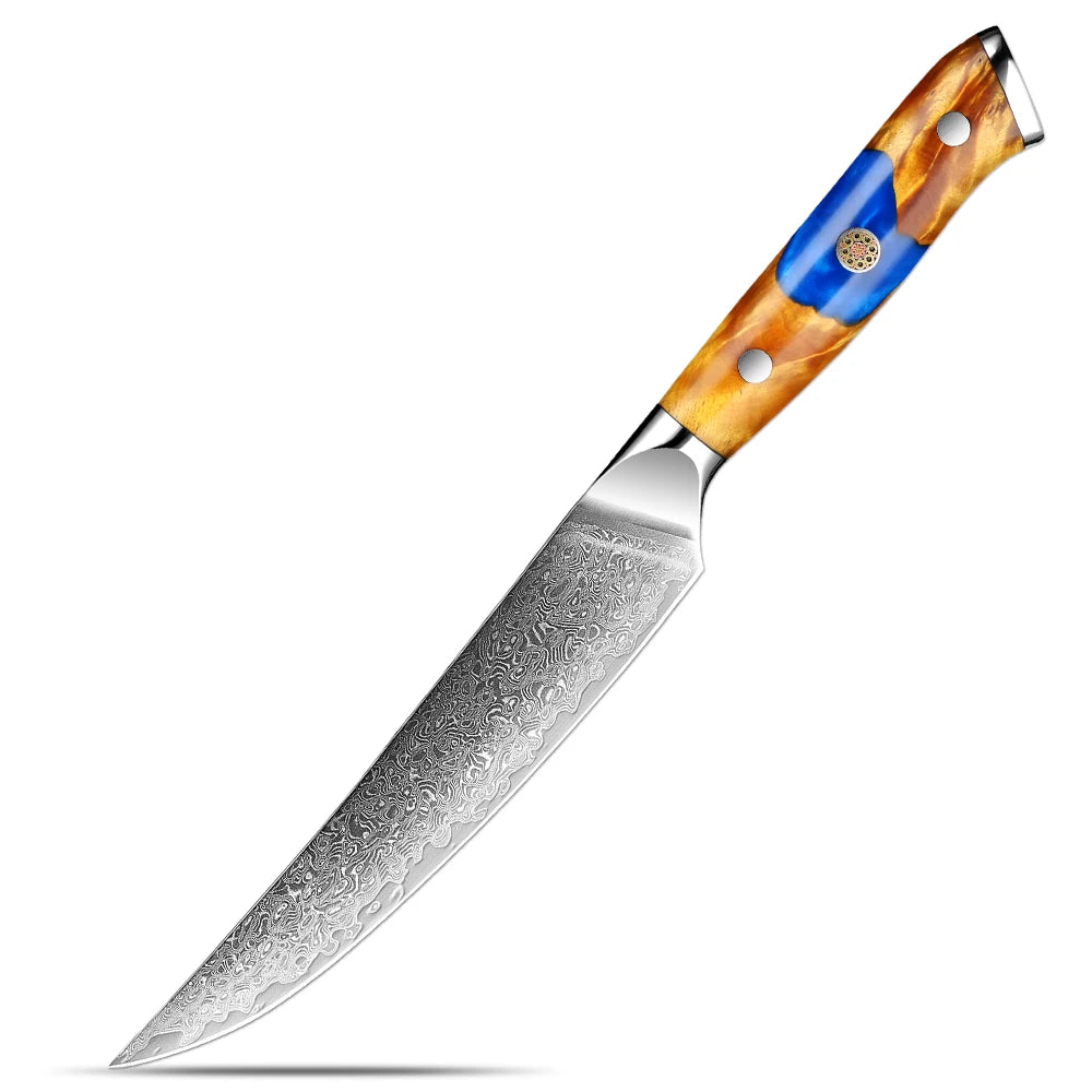 XITUO 5" Damascus Steel Japanese Petty Utility Knife | Full Tang Damascus Kitchen Knife Axl Utility Knife