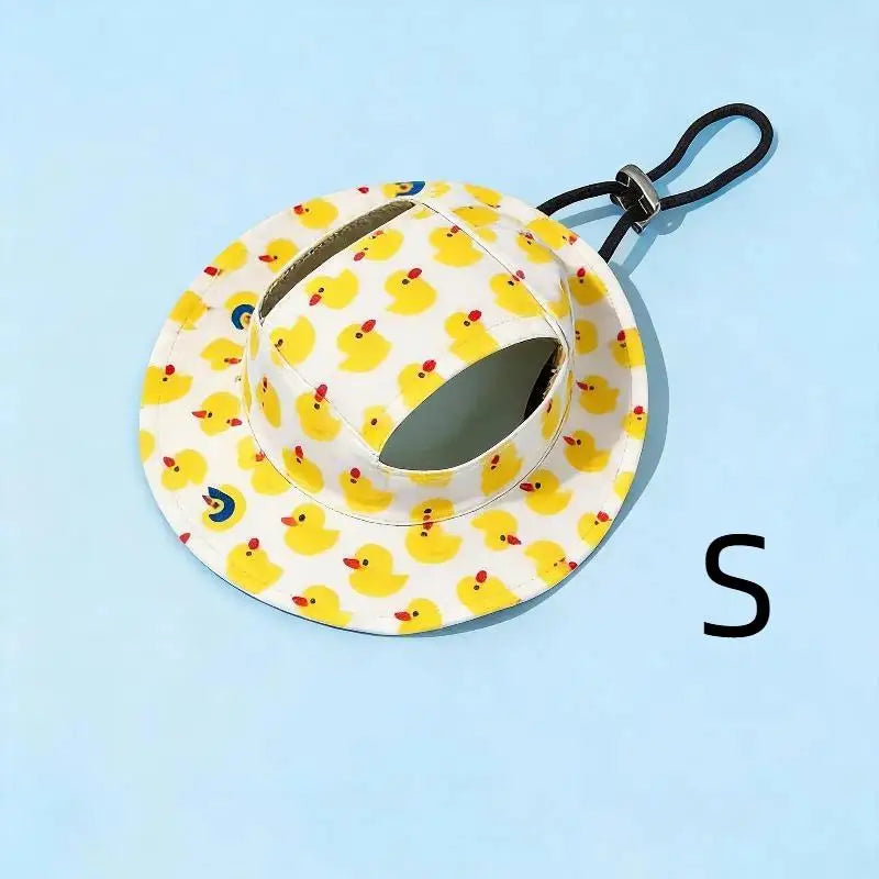 Pet Cowboy Hat with Ear Holes | Sun Hat for Cats & Small Dogs Pet Hat Accessory Axl duck S