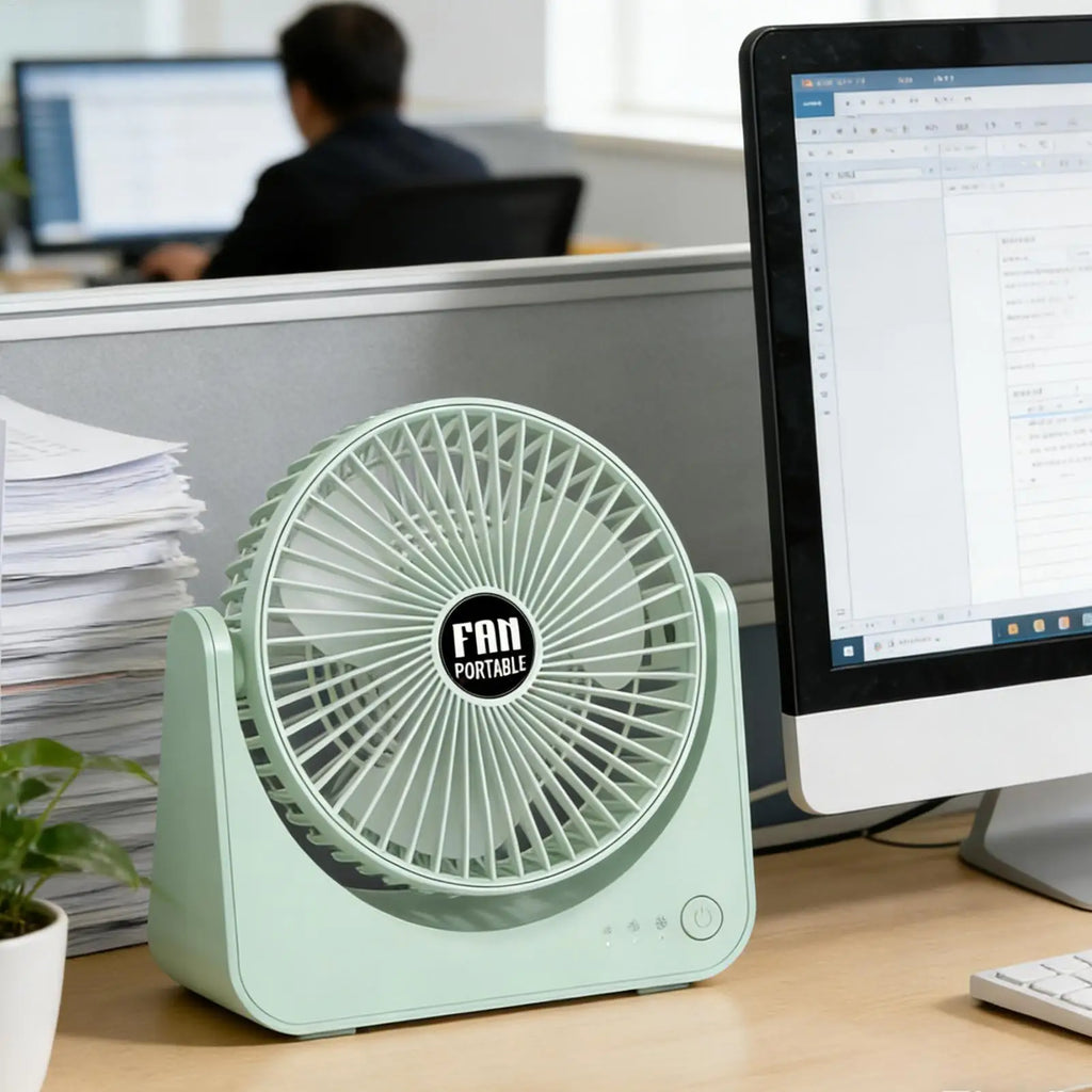 Quiet Rechargeable Table Fan – 3-Speed Portable Desktop Fan Rechargeable Table Fan Axl