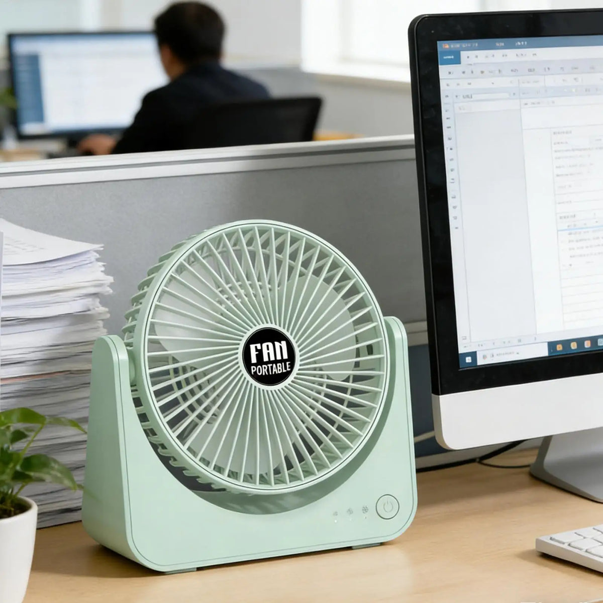 Quiet Rechargeable Table Fan – 3-Speed Portable Desktop Fan Rechargeable Table Fan Axl