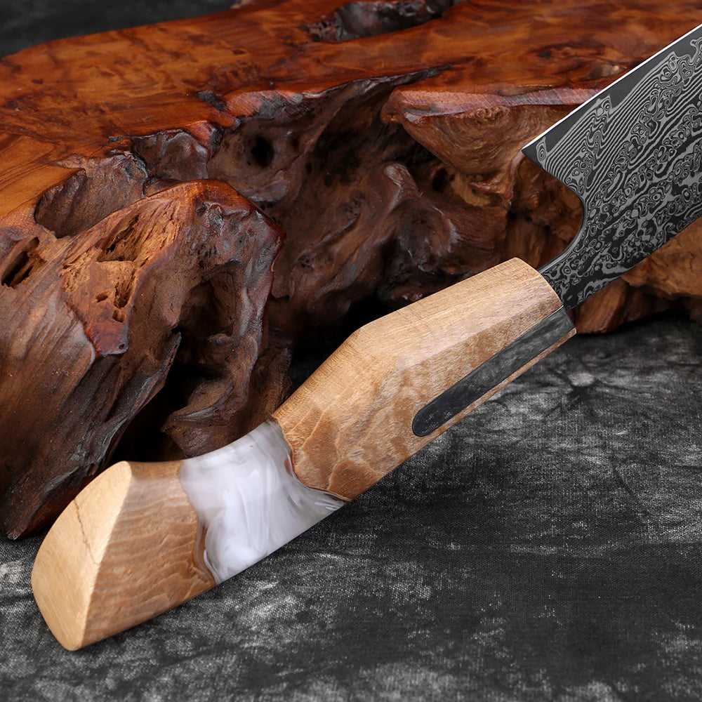XITUO 7" Japanese Nakiri Knife – Damascus Steel Vegetable Cleaver Nakiri Kitchen Knife Axl