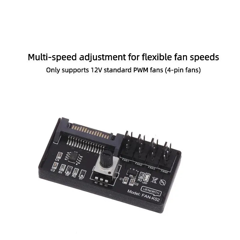 PWM Fan Speed Controller – 4 & 6-Way 4Pin Fan Hub SATA/DC Fan Speed Controller Axl